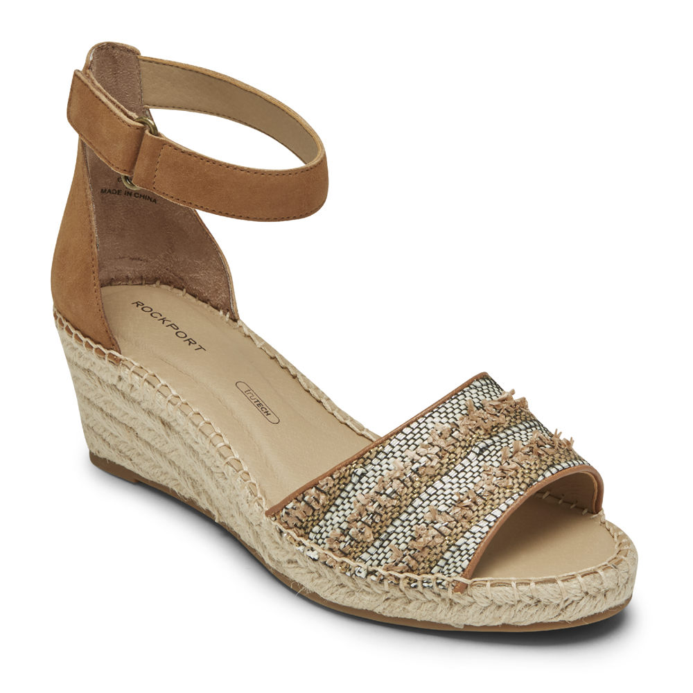 Rockport Sandals For Womens Khaki - Marah Woven Ankle Strap - LB4819256